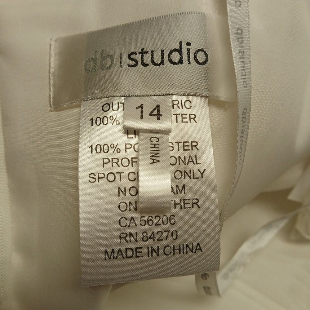 DB Studio White Feather Strapless Mini Dress Size 14 Ruched Satin Cocktail NWT - Picture 9 of 11